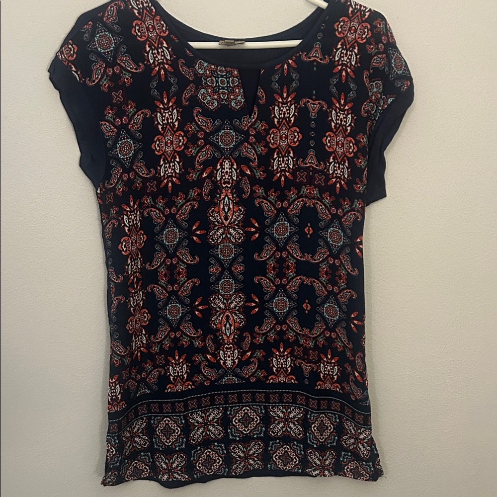 Como Vintage Navy and Red Blouse